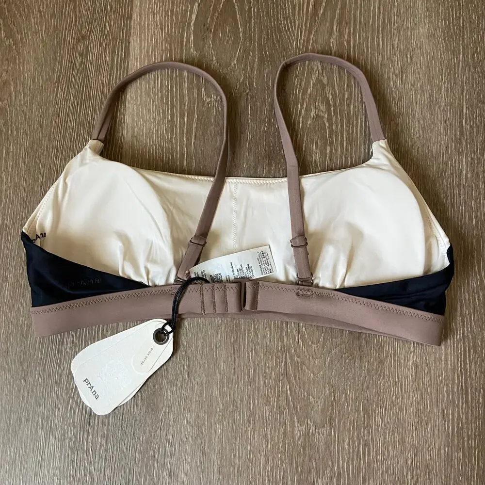 Prana Baja Bound Adjustable Top & 2 Swim Bottoms Size S Colorblock Bikini Bundle